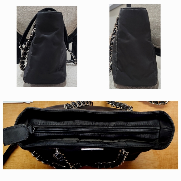 PRADA Black Nylon Tessuto Tote with Leather Thread Chain - Picture 13 of 16